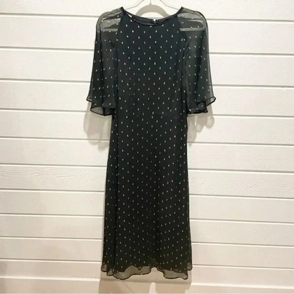 Ann Taylor Dresses & Skirts - NWT Ann Taylor Black Chiffon A-line Dress with Gold Accents Size 8